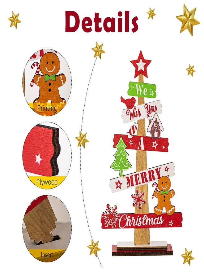 BovcTrraann 2Pcs Wooden Christmas Centerpiece Signs, Wooden Gnome Table Decorations Signs, Merry Christmas Table Toppers, Centerpiece Decorations for Holiday Home Party Indoor Decor (Gingerbread) - Image 5